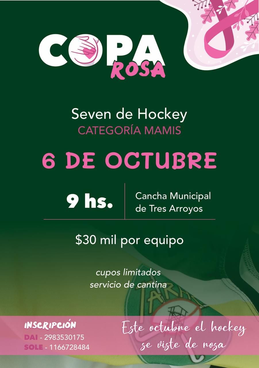 Se viene el Seven de Hockey "Copa Rosa" en Tres Arroyos