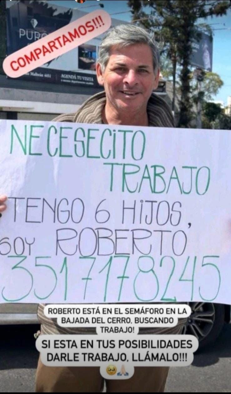 La foto que hizo viral a Roberto en las redes sociales.