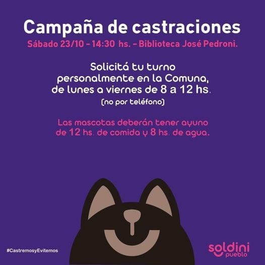 Campaña de castraciones en Soldini (Facebook Comuna de Soldini)