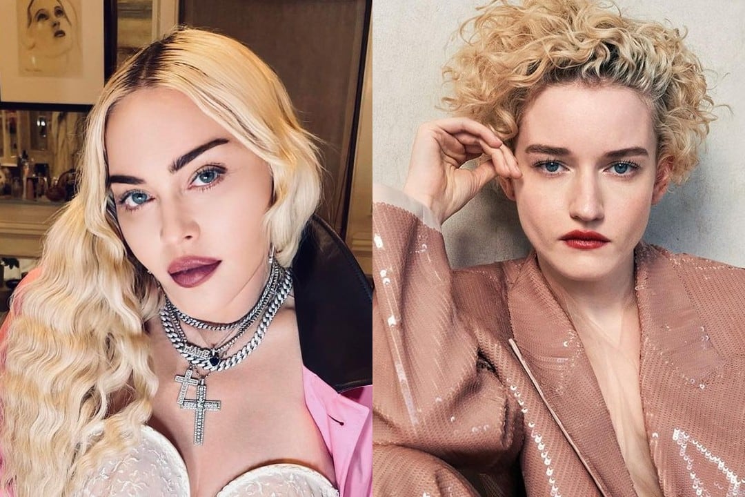 Madonna tiene pulgares arriba para que  Julia Garner haga de ella en su biopic. (Instagram @madonna y @juliagarnerofficial/ Marie Claire)