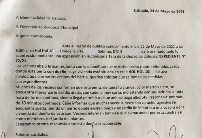 Recorte de la nota donde los docentes del jardín maternal cercano dieron apoyo a los dichos de Sabrina. La nota original, está en poder de la damnificada.