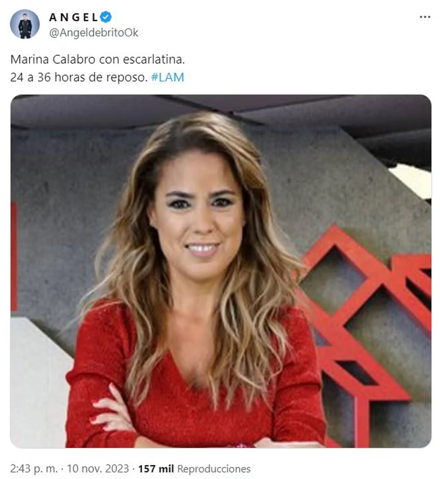 Ángel de Brito informó que Marina Calabró tiene escarlatina