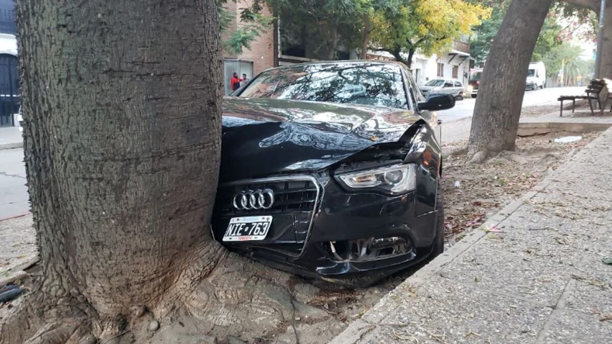 Pudo ser tragedia: estrelló su costoso auto contra un árbol, en Nueva Córdoba