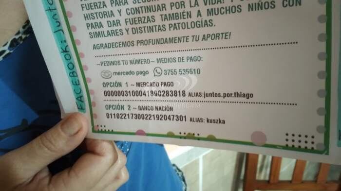 Cuentas bancarias para ayudar a Thiago.