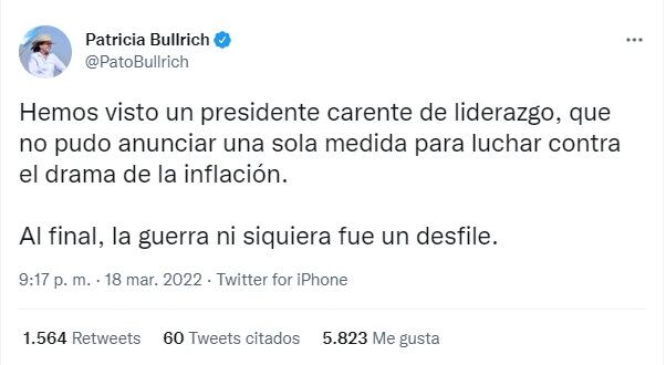 La crítica de la oposición al discurso de Alberto Fernández contra la inflación.