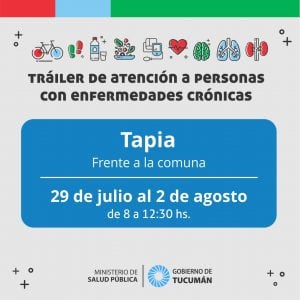 El Tráiler de Enfermedades Crónicas estará en Tapia frente a la comuna.