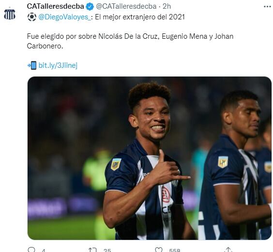 Diego Valoyes, uno de los jugadores potenciados por el Cacique, entre los mejores del año.