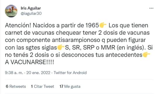 Chequear si se tienen las dos dosis para nacidos después de 1965.