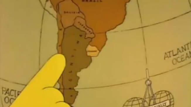 Una escena de 'Los Simpson' en la que se menciona a la Argentina.