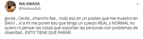 El mensaje de Nai Awada para quienes la critican.