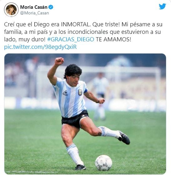 Famosos despiden a Maradona en las redes