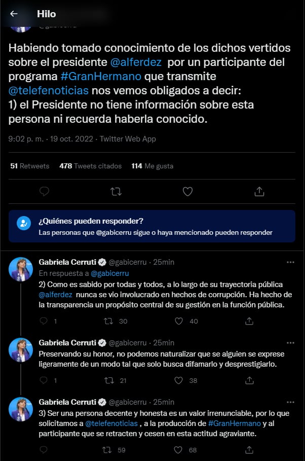 La insólita aclaración de Gabriela Cerruti sobre Gran Hermano.