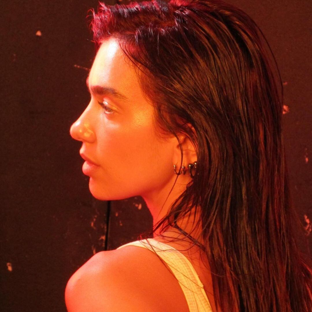 Dua Lipa posó con el pelo totalmente mojado.