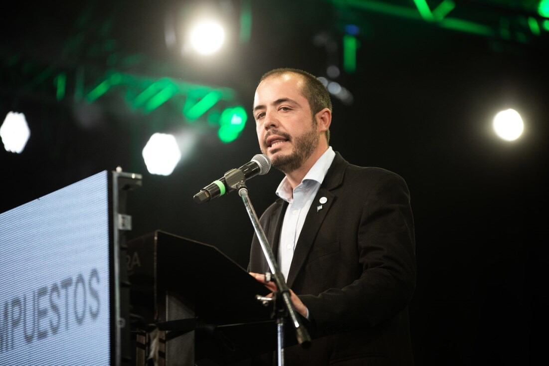 Andrés Vavrik en el discurso del almuerzo de la Fiesta de la Ganadería.