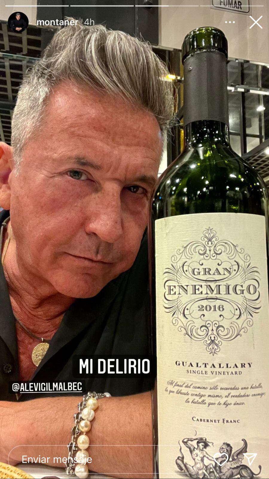 Ricardo Montaner "delira" por un vino mendocino.