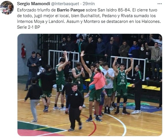 Ganó Barrio Parque y este martes puede liquidar la serie ante San Isidro y ser finalista.