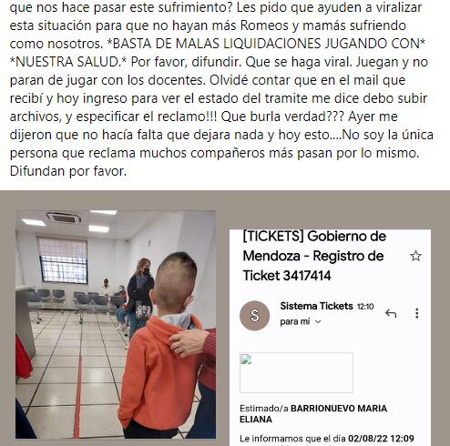 Parte de la publicación en Facebook.