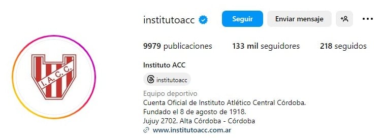 Instituto en Instagram.