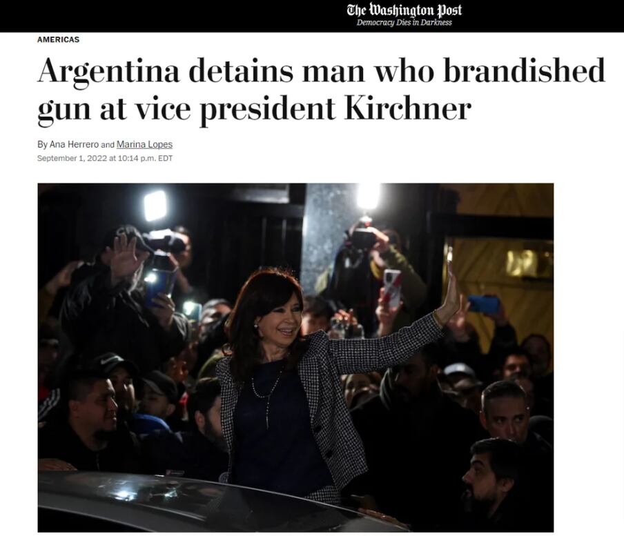 Qué dijeron los medios del mundo tras el ataque a Cristina Kirchner.