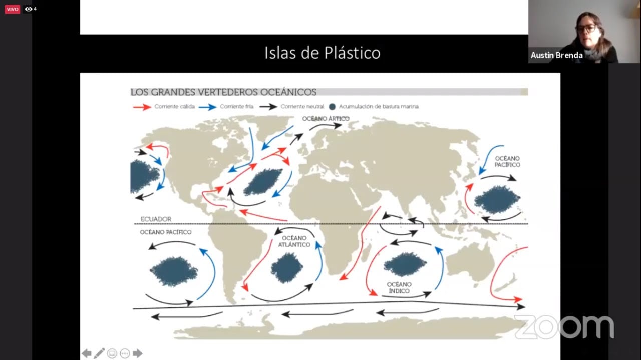 "Islas de plástico", parte de lo presentado en el intercambio virtual: “Normativas para la regulación, reducción y prohibición de plásticos de un solo uso”.