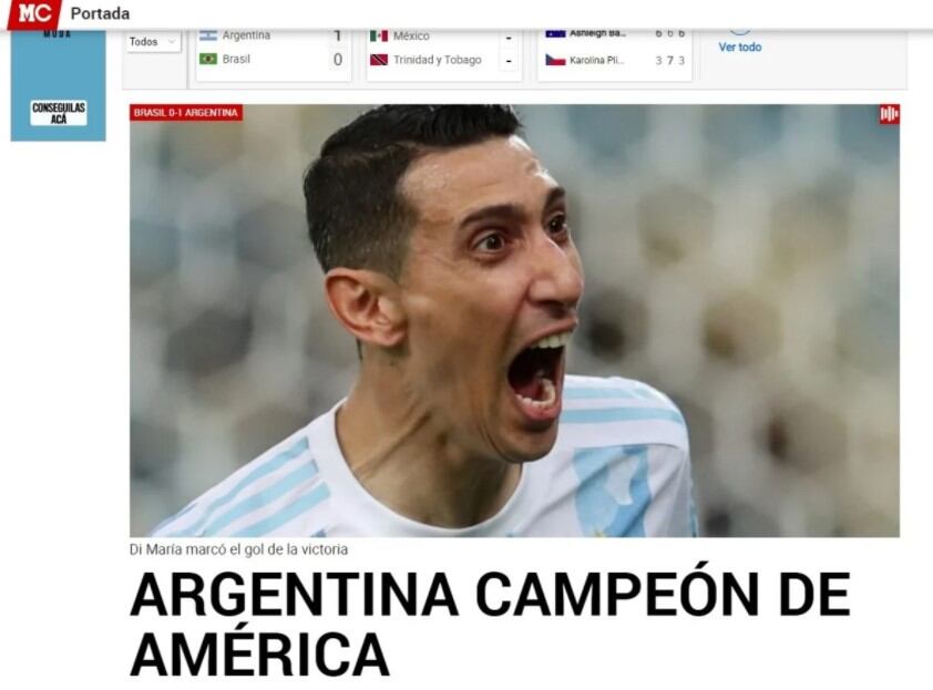 Di María encabeza la portada de Marca.