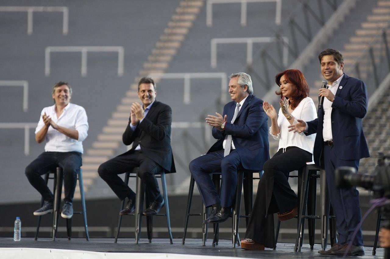 Un acto en La Plata fue la excusa para reunir a los principales cuadros del Frente de Todos. (Foto: Prensa CFK)