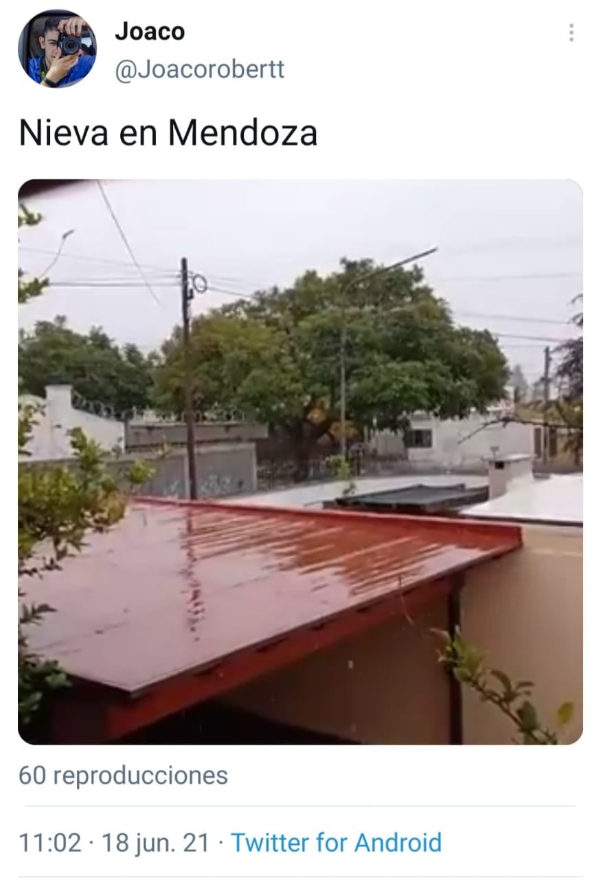 Comenzó a nevar en el Gran Mendoza y los mendocinos llenaron las redes de fotos y videos.