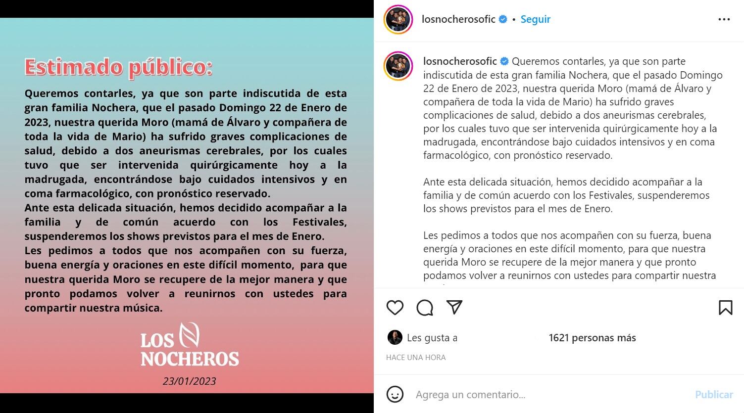 Los Nocheros anunciaron que no cantarán en enero y explicaron por qué. (Instagram oficial Los Nocheros)