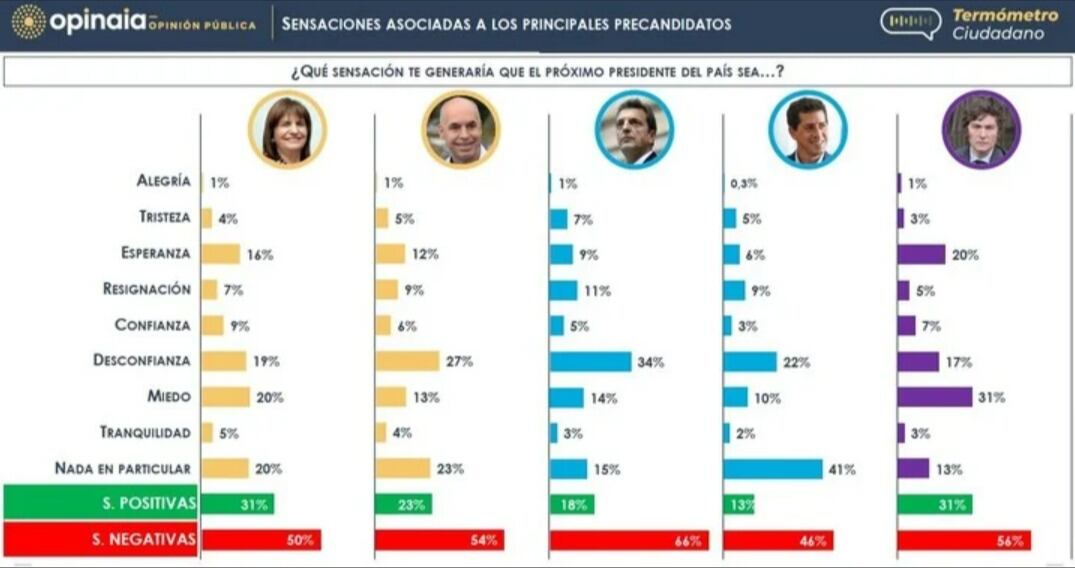 La opinión de gente encuestada sobre Sergio Massa y el resto de los precandidatos.