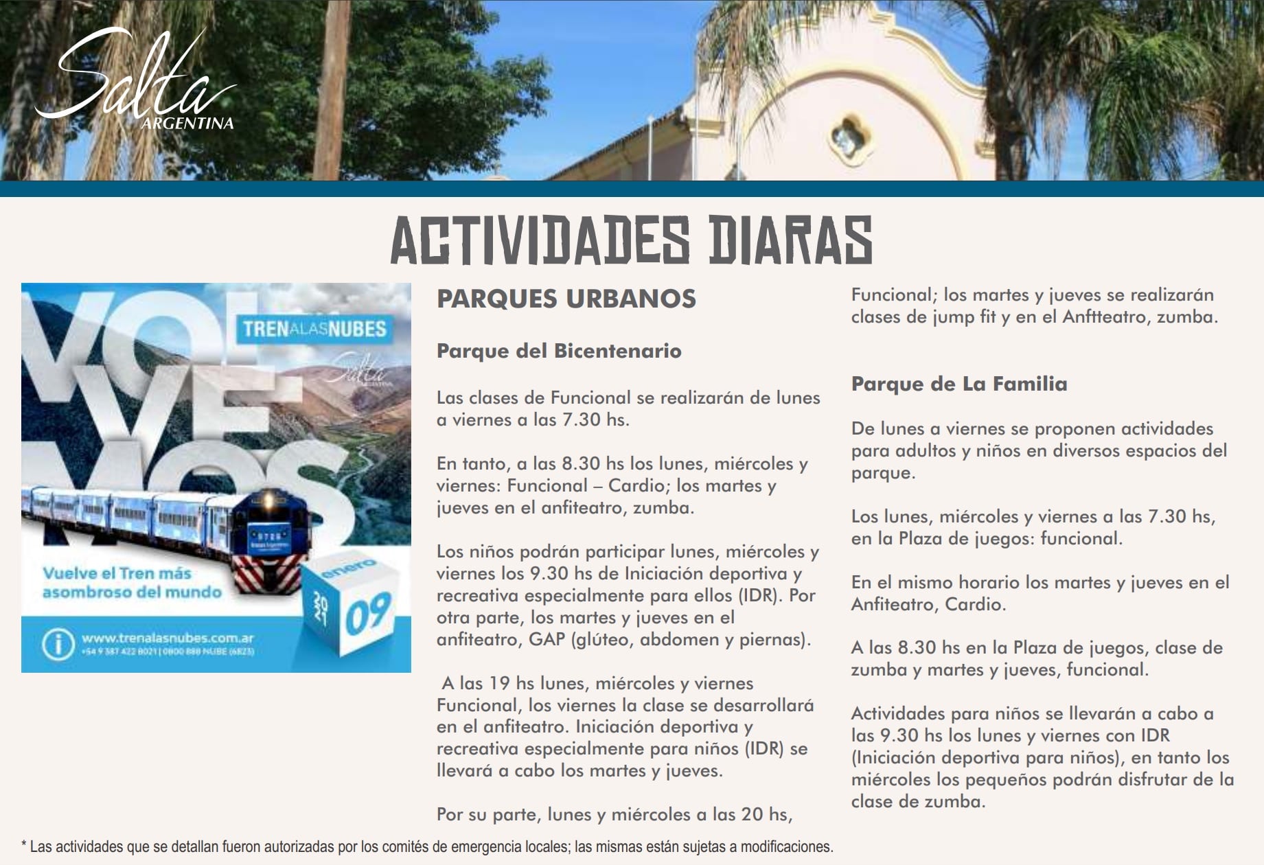 La provincia ofrece distintas actividades en sus municipios para todos los interesados.