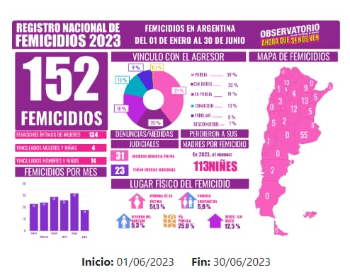 El gráfico del informe, que detalla los femicidios del 2023.