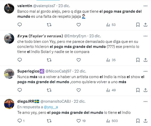 Algunos mensajes frente al comentario de Ysy A