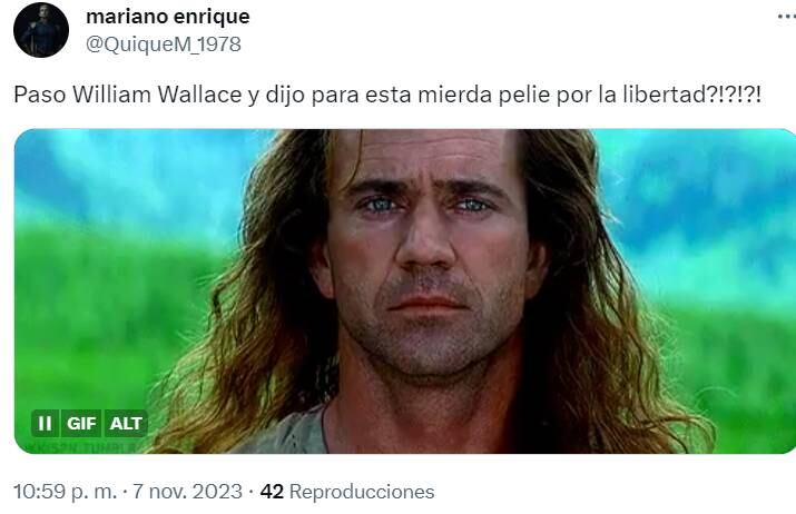 Entre los comentarios apareció un chiste sobre William Wallace.