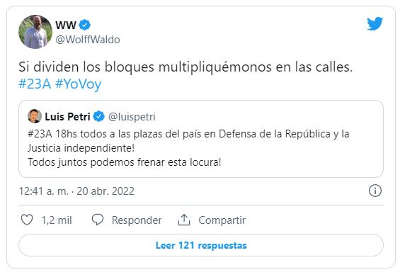 El tuit del diputado nacional por la provincia de Buenos Aires, Waldo Wolff.