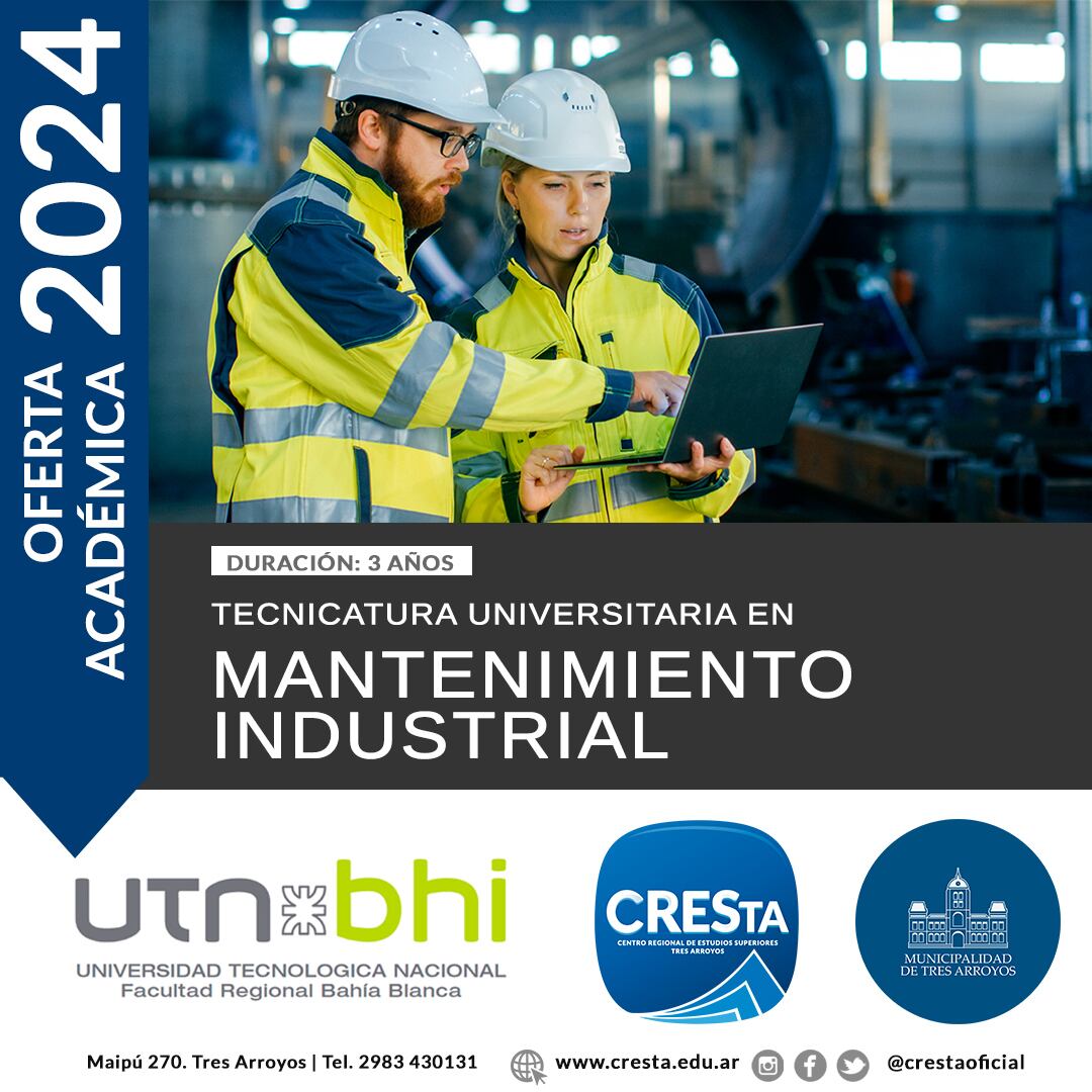 segundo período de inscripción a la Tecnicatura Universitaria en Mantenimiento Industrial