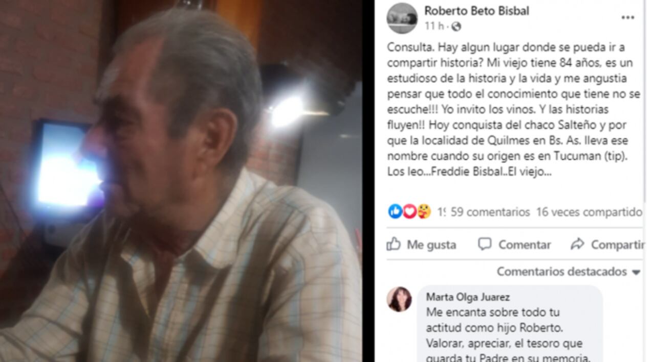 Un salteño regala vinos a quienes escuchen las historias que tiene su padre de 84 años para contar.