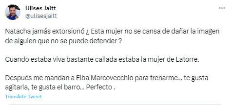 Ulises Jaitt sobre Yanina Latorre.