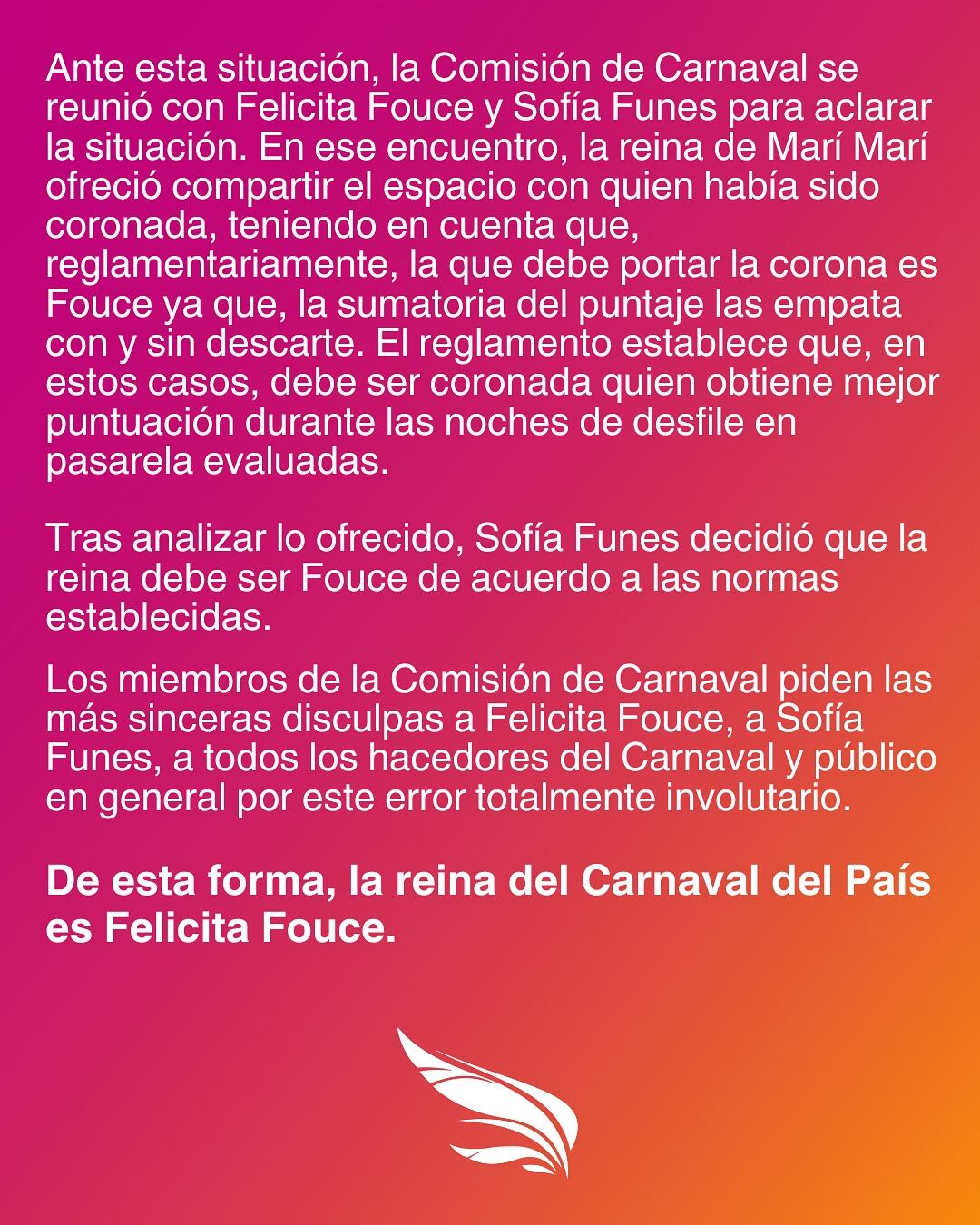 Comunicado de Comisión Carnaval Gualeguaychú