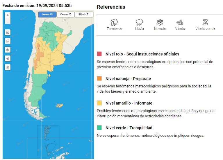 Alerta amarilla por tormentas fuertes en Entre Ríos