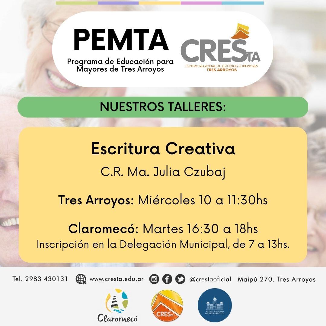 Programa de Educación Para Mayores de Tres Arroyos: abierta la inscripción a los talleres del primer cuatrimestre