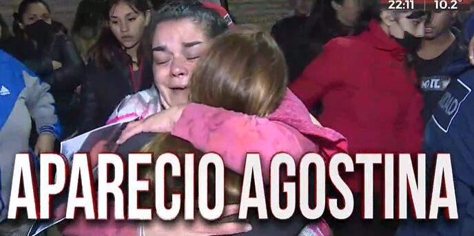 El momento de la aparición de Agostina, ante las cámaras de televisión. (Captura de video).