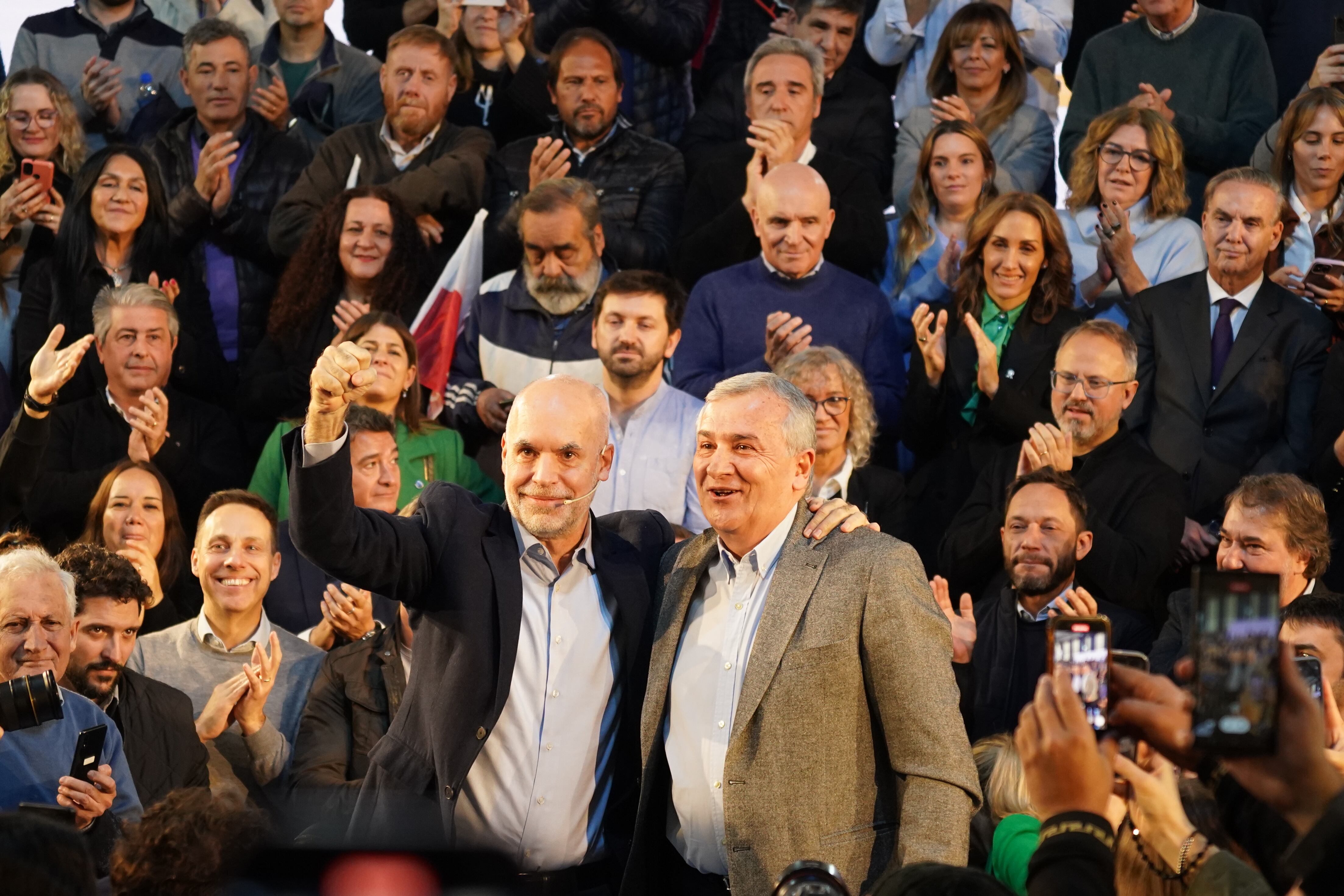 Acto de Horacio Rodriguez Larreta junto a Diego Santilli y Gerardo Morales en Tres de Febrero.