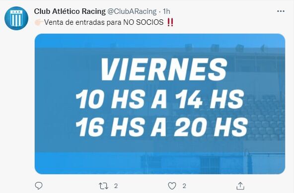 Este viernes se venden unos mil boletos que quedaron para el choque de cuartos de final de Racing.