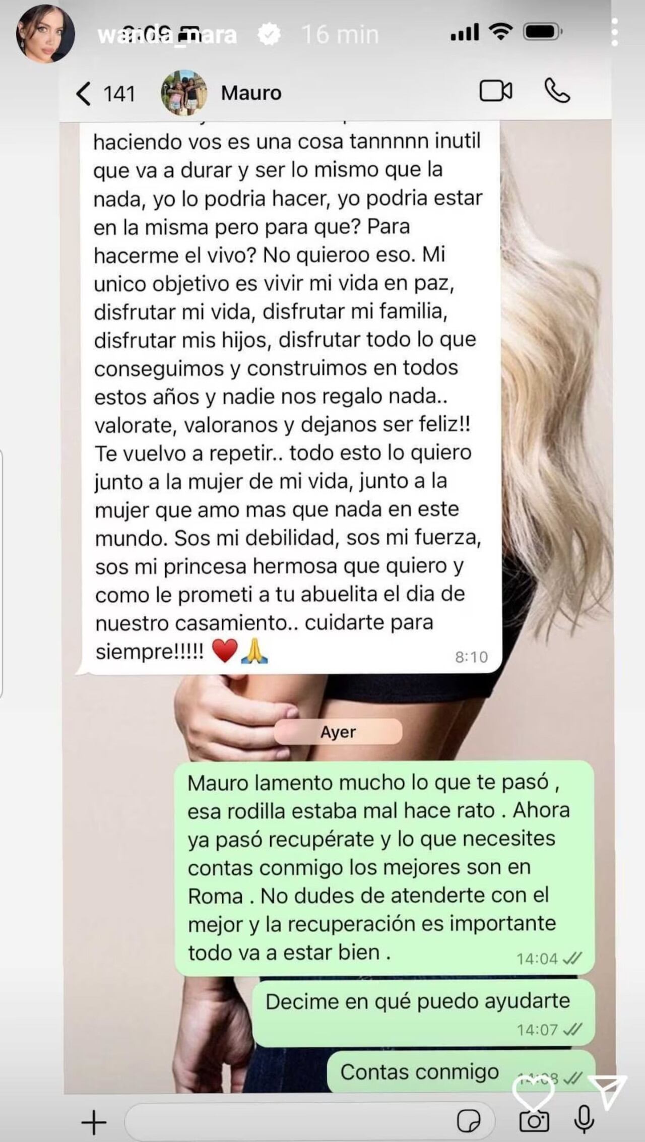 Conversación entre Mauro Icardi y Wanda Nara luego de la lesión del futbolista