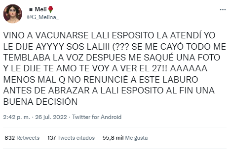 Vacunó a Lali Espósito