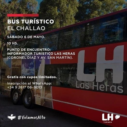 El Bus Turístico de Las Heras te invita a disfrutar de los atractivos del departamento.