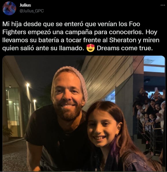 La conmoción de los padres de Emma Sofía, la niña fan de Taylor Hawkins.