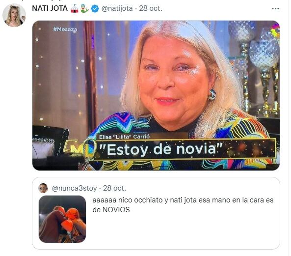 La respuesta de Nati Jota a su foto con Nico Occiato