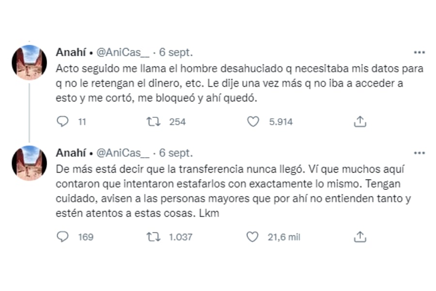 El testimonio de la joven.