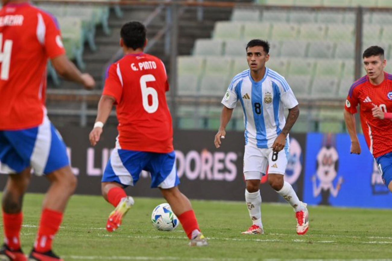 Argentina ganó 2-1 ante Chile en el marco del primer partido del hexagonal final del Sudamericano Sub-20. (Prensa selección argentina)